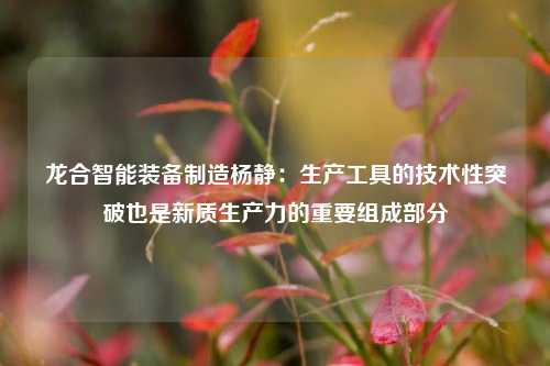 龙合智能装备制造杨静：生产工具的技术性突破也是新质生产力的重要组成部分