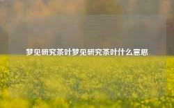 梦见研究茶叶梦见研究茶叶什么意思