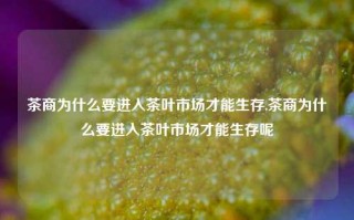 茶商为什么要进入茶叶市场才能生存,茶商为什么要进入茶叶市场才能生存呢