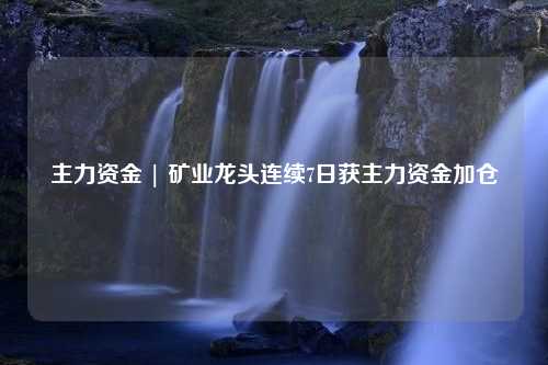 主力资金 | 矿业龙头连续7日获主力资金加仓